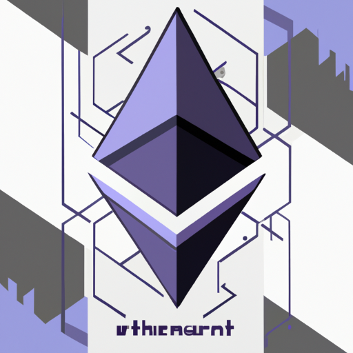 איור המתאר את הלוגו של Ethereum ורשת הבלוקצ'יין שלו.